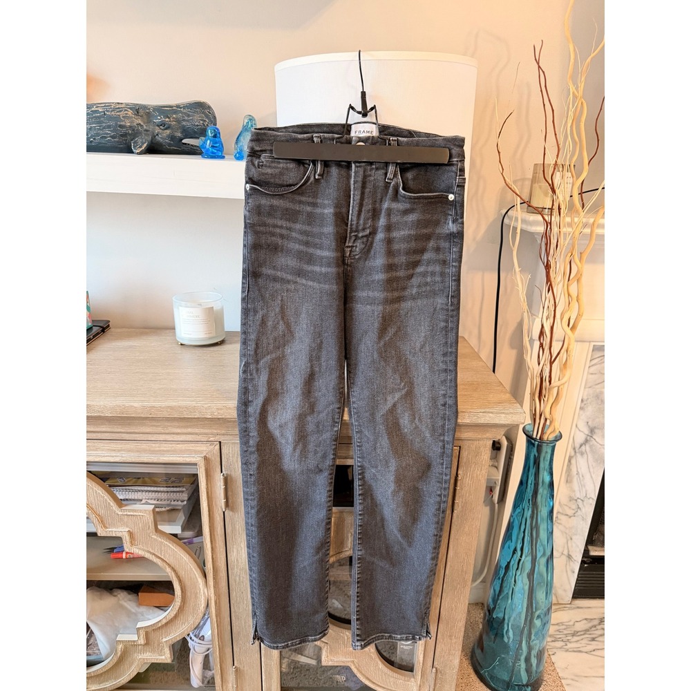Frame Le Super High Straight Jeans Womens Faded‎ Black 29